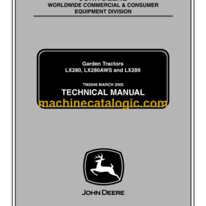 John Deere LX280, LX280AWS and LX289 Garden Tractors Technical Manual (TM2046)