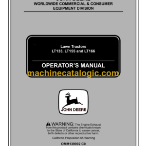 John Deere LT133, LT155 and LT166 Lawn Tractors Operator's Manual (OMM139992C0)