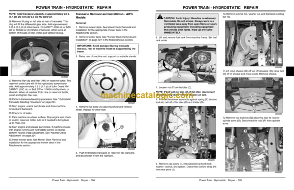 John Deere LX280, LX280AWS and LX289 Garden Tractors Technical Manual (TM2046)