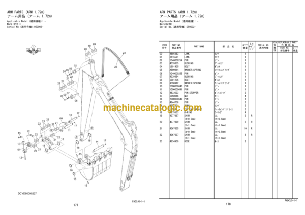 Hitachi ZX35U-5A Hydraulic Excavator China Spec. Parts Catalog