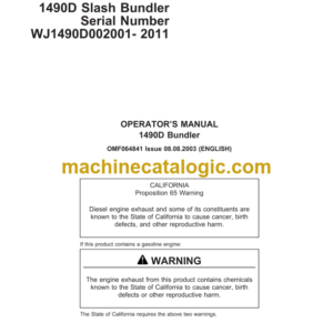 John Deere 1490D Slash Bundler Operator's Manual (OMF064841)