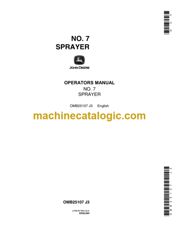 John Deere NO. 7 Sprayer Operator's Manual (OMB25107)