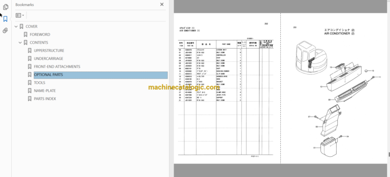 Hitachi EX75URLC-3 Excavator Parts Catalog & Equipment Components Parts Catalog