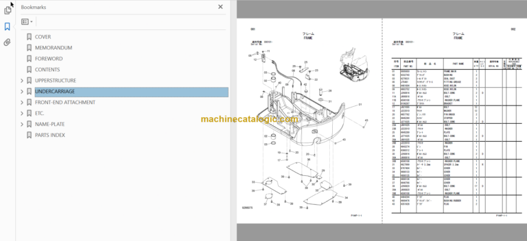 Hitachi ZX10U-2 Hydraulic Excavator Parts Catalog & Equipment Components Parts Catalog