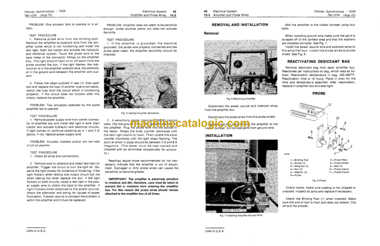 John Deere 100K Synchronous Thinner Technical Manual (TM1074)