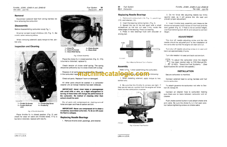 John Deere JD380 JD480-A JD480-B Forklifts Technical Manual (TM1060)