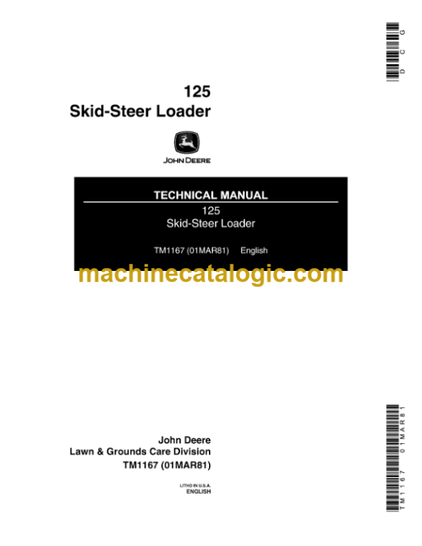 John Deere 125 Skid-Steer Loader Technical Manual (TM1167)