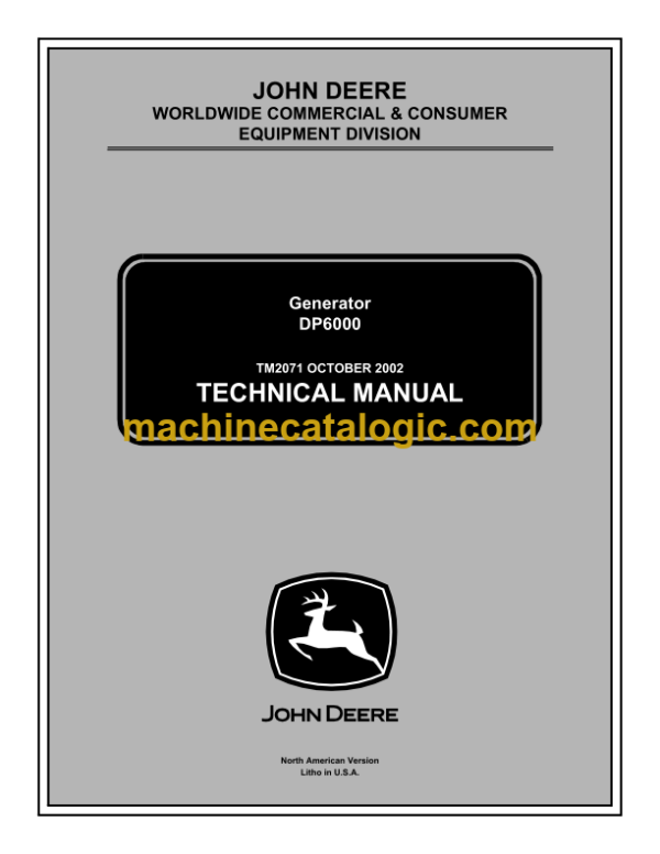 John Deere DP6000 Generator Technical Manual (TM2071)