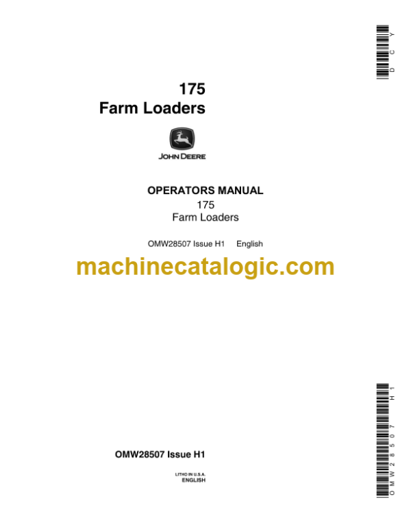 John Deere 175 Farm Loaders Operator's Manual (OMW28507)