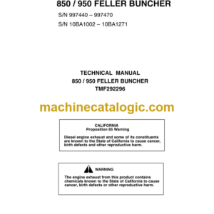 John Deere 850 950 Feller Buncher Technical Manual (TMF292296)