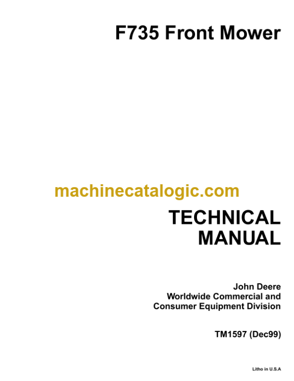 John Deere F735 Front Mower Tractors Technical Manual (TM1597)