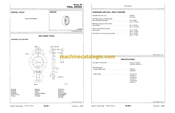 John Deere 4425 Combine Technical Manual (TM4417)