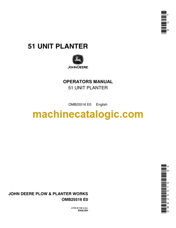 John Deere 51 Unit Planter Operator's Manual (OMB25516)