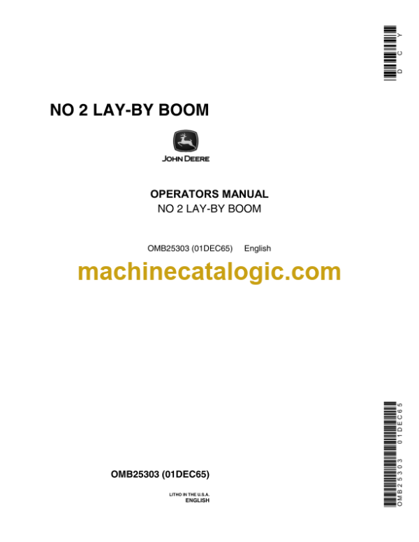 John Deere NO 2 Lay-By Boom Operator's Manual (OMB25303)