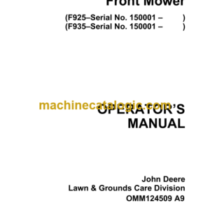 John Deere F925 and F935 Front Mower Operator's Manual (OMM124509A9)