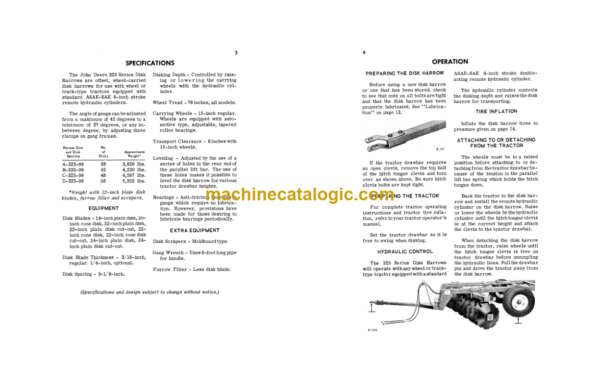 John Deere 325 Series Wheel-Type Offset Disk Harrows Operator's Manual (OMW18789)