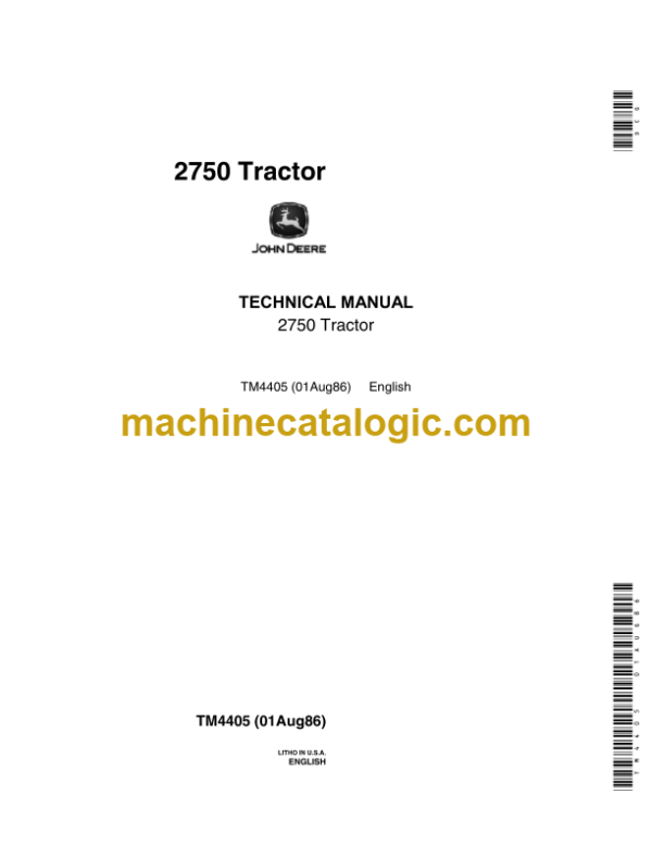 John Deere 2750 Tractor Technical Manual (TM4405)