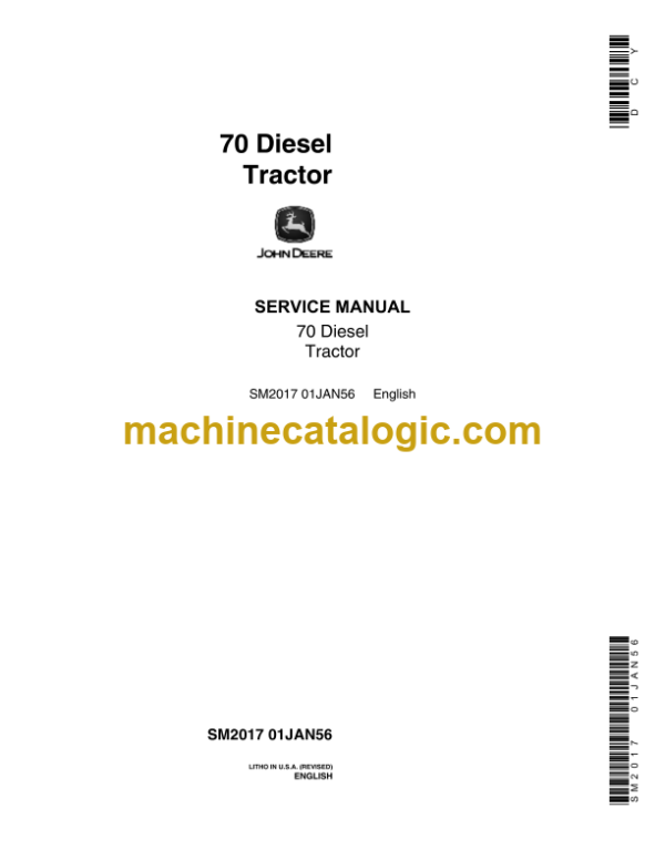 John Deere 70 Diesel Tractor Service Manual (SM2017)