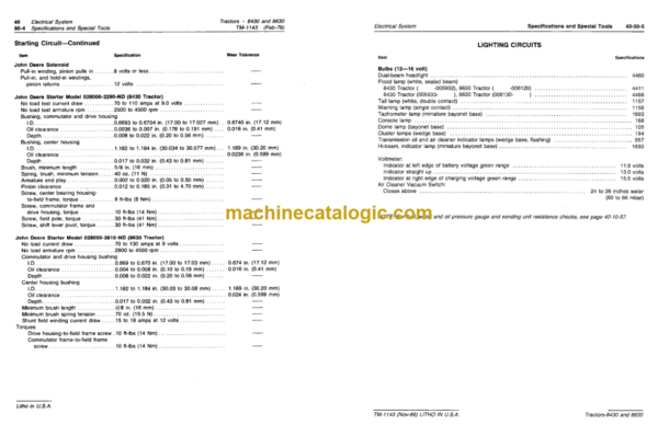 John Deere 8430 and 8630 Tractors Technical Manual (TM1143)