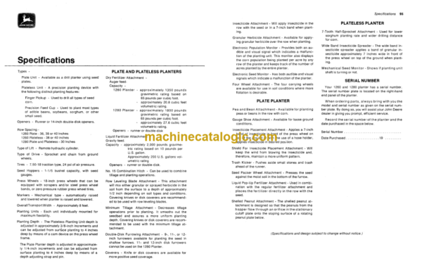 John Deere 1260 and 1280 Planters Operator's Manual (OMB25580)