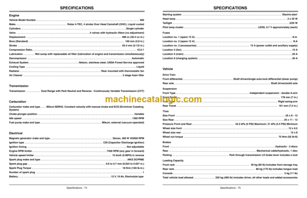 John Deere Buck 500 Auto Utility All Terrain Vehicle (UATV) Operator's Manual (OMC219000362F4)