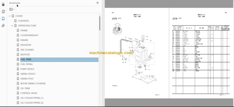 Hitachi ZX20U Hydraulic Excavator Parts Catalog & Equipment Components & Engine Parts Catalog