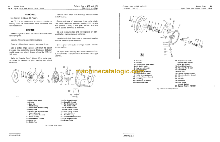 John Deere 400 and 425 Hay Cubers Technical Manual (TM1010)