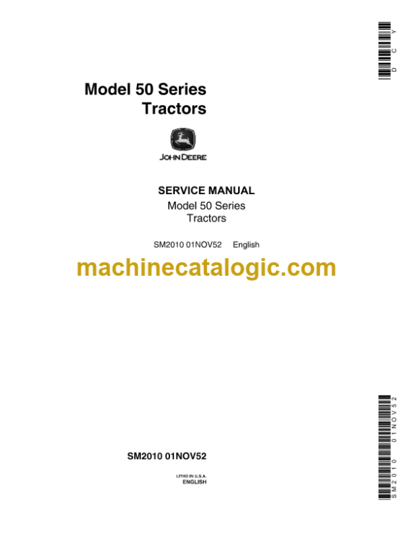 John Deere Model 50 Series Tractors Service Manual (SM2010)