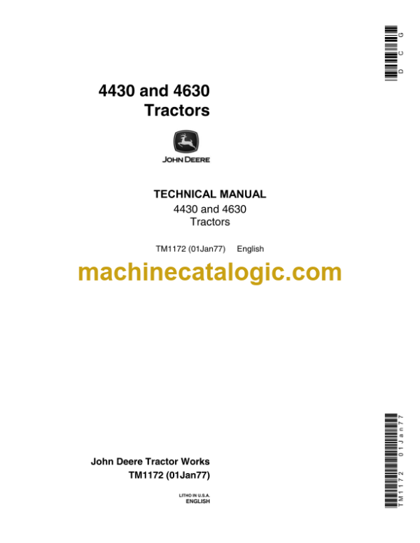 John Deere 4430 and 4630 Tractors Technical Manual (TM1172)