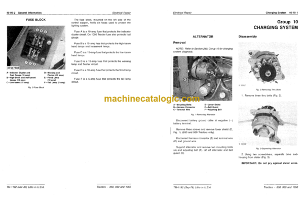 John Deere 850 900HC 950 and 1050 Tractors Technical Manual (TM1192)