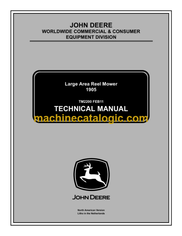 John Deere 1905 Large Area Reel Mower Technical Manual (TM2200)