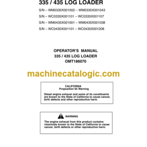 John Deere 335 and 435 Log Loader Operator's Manual (OMT186070)