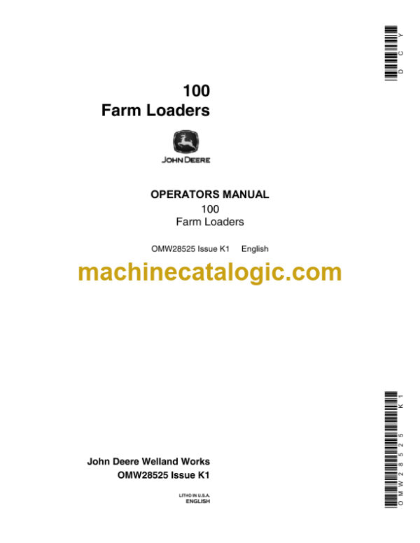 John Deere 100 Farm Loaders Operator's Manual (OMW28525)