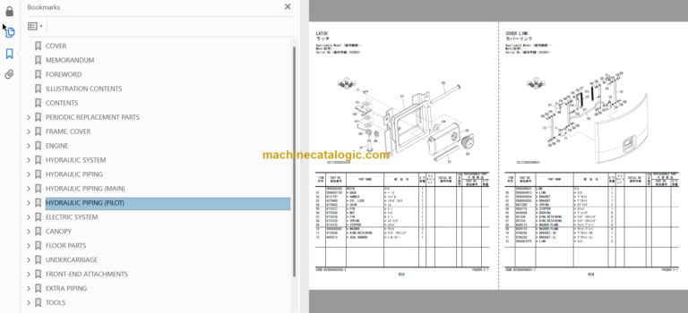 Hitachi ZX20U-5A Hydraulic Excavator Parts Catalog & Equipment Components & Engine Parts Catalog