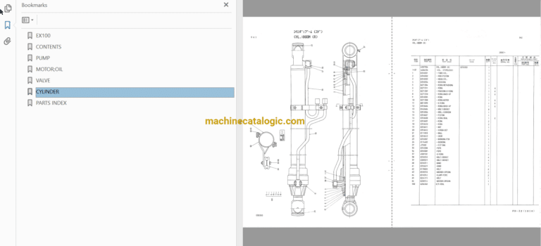 Hitachi EX100 Hydraulic Excavator Parts Catalog & Equipment Components ...