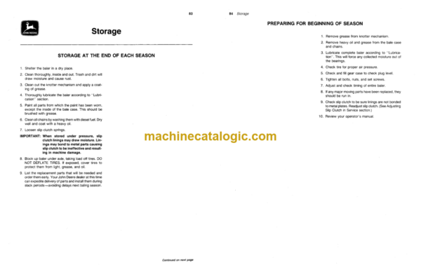 John Deere 327 and 337 Series Balers Operator's Manual (OME69899)