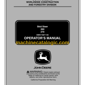 John Deere 260 270 Skid Steer Operator's Manual (OMKV18671)