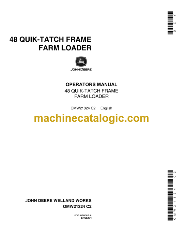 John Deere 48 Quik-Tatch Frame Farm Loader Operator's Manual (OMW21324)