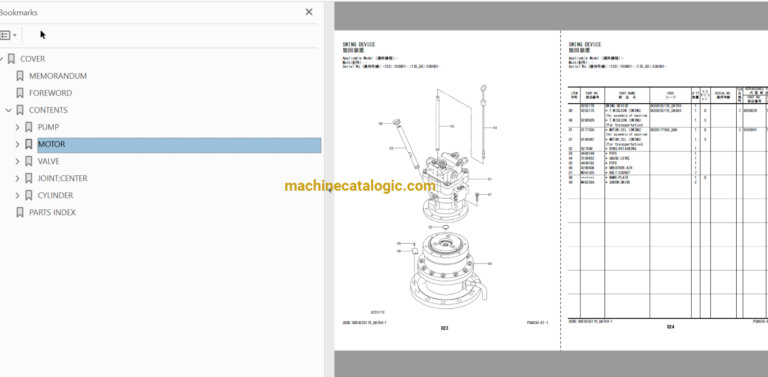 Hitachi ZX135US-6 Hydraulic Excavator Parts and Equipment Components Parts Catalog