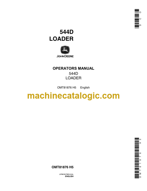 John Deere 544D Loader Operator's Manual (OMT81876)