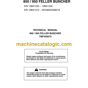 John Deere 850 950 Feller Buncher Technical Manual (TMF435673)