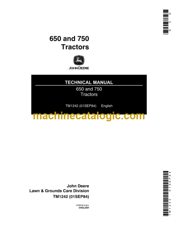 John Deere 650 and 750 Tractors Technical Manual (TM1242)