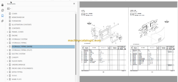 Hitachi ZX20U-5B Hydraulic Excavator Parts Catalog & Engine Parts Catalog