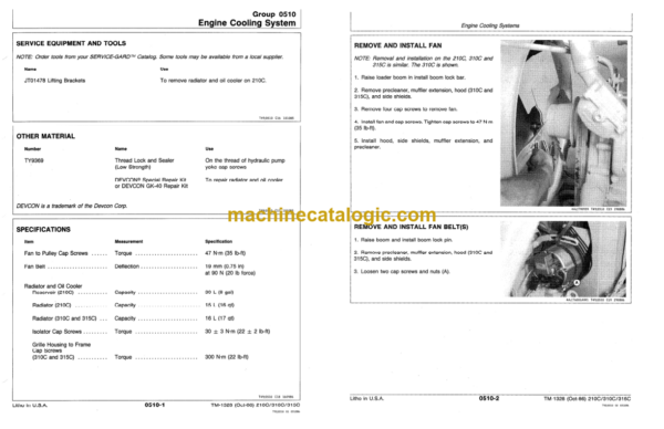 John Deere 210C 310C 315C Backhoe Loaders Repair Technical Manual (TM1420)