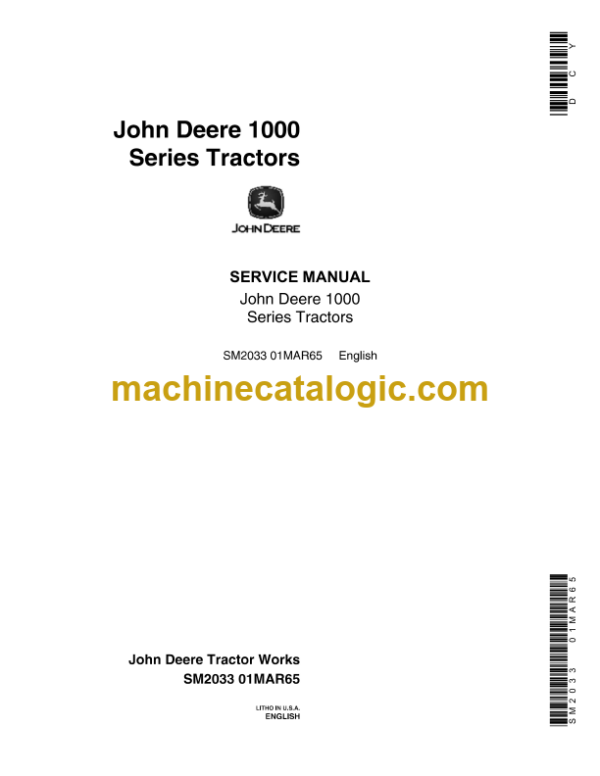 John Deere 1000 Series Tractors Service Manual (SM2033)