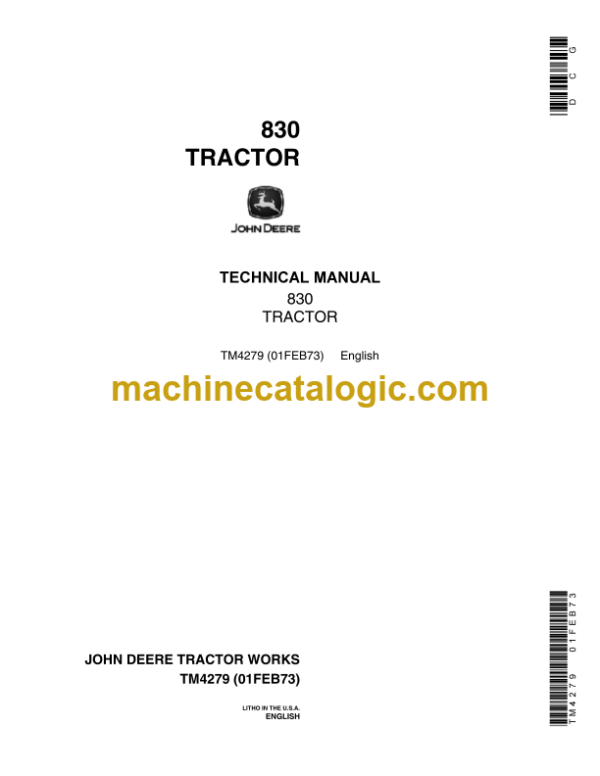 John Deere 830 Tractor Technical Manual (TM4279)