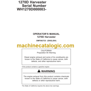 John Deere 1270D Harvester Operator's Manual (OMF063723)