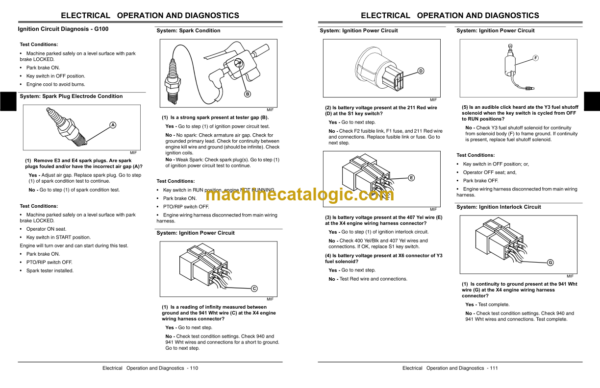 John Deere G100 and G110 Garden Tractors Technical Manual (TM2020)