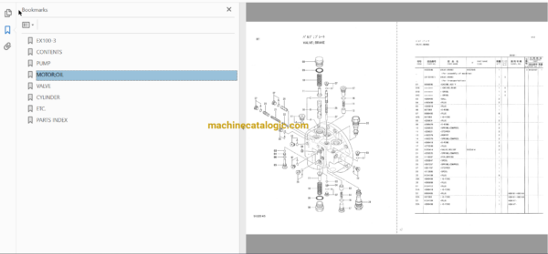 Hitachi EX100-3 Excavator Parts Catalog & Equipment Components Parts Catalog