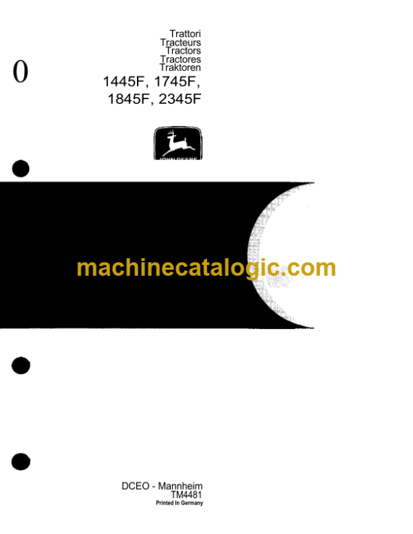 John Deere 1445F, 1845F, 2345F Tractor Technical Manual (TM4481)